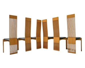 Post-Modern Slatted High Back Dining Room Chairs by Pietro Costantini, 1980s